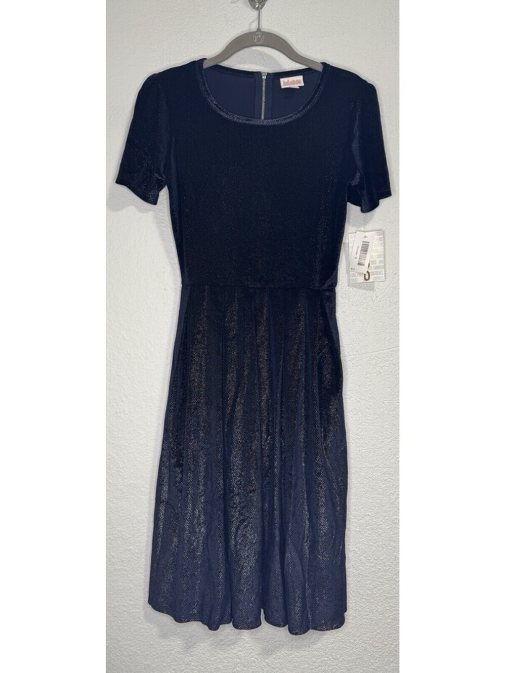 LuLaRoe Elegant Holiday Amelia Dress Navy Blue Size Small